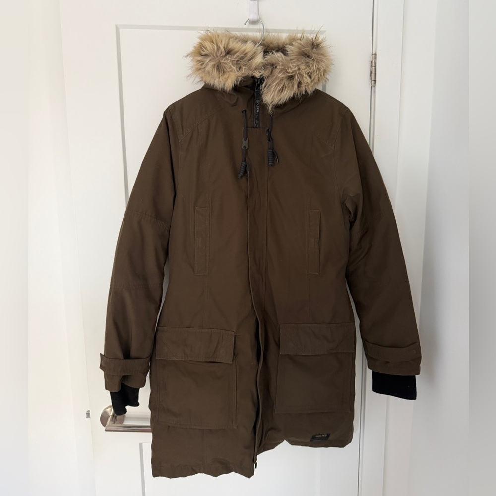 TNA Golden Bancroft Parka in Olive Green and Black